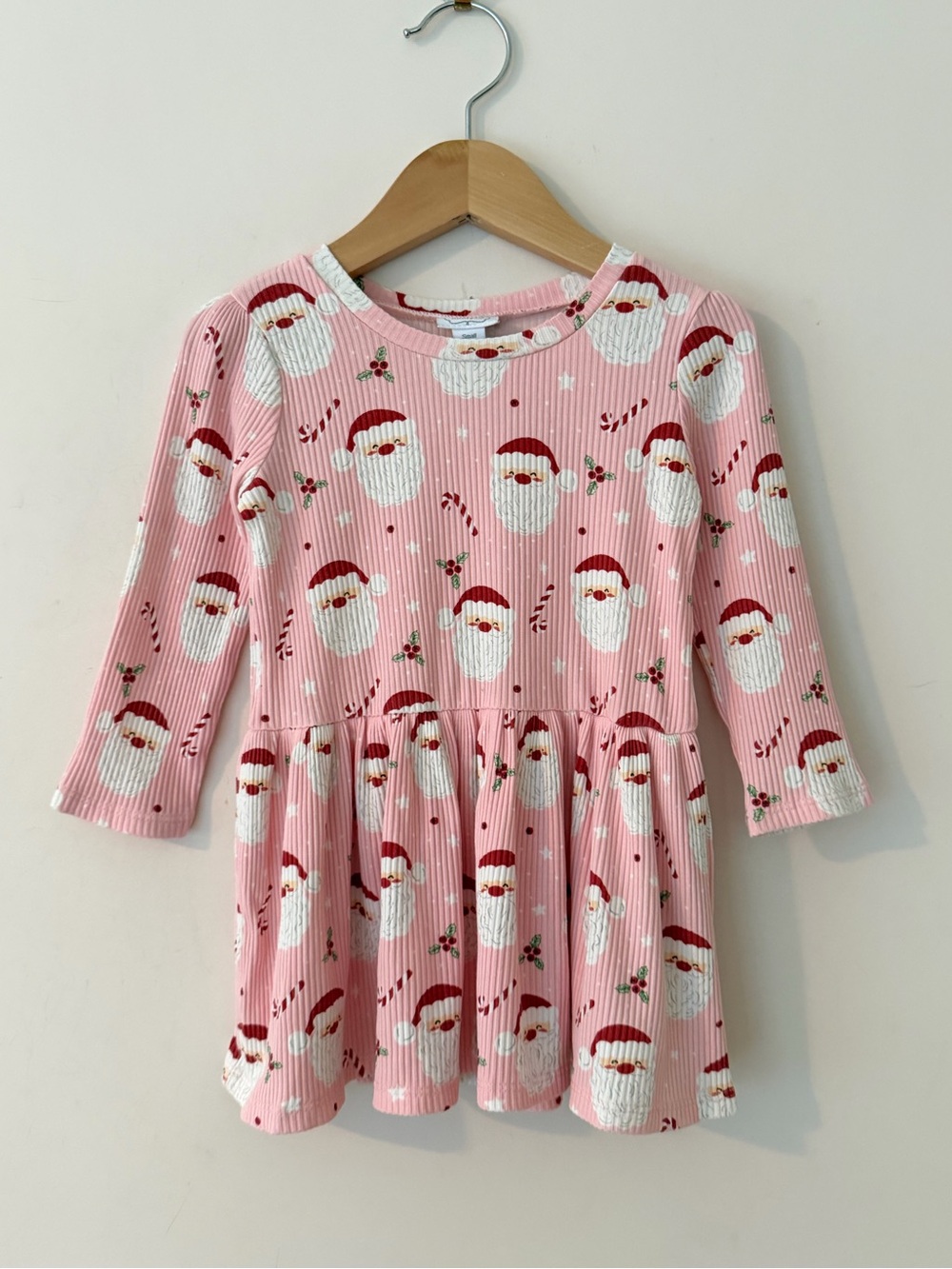 MUD PIE EUC Girls Pink Santa Print Christmas Twirl Dress